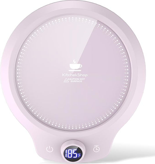 Fast Heating Mug Warmer - 4 Temp Settings & 1-12H Timer, Coffee Cup Warmer Plate for Desk Auto Shut Off, Ideal Beverage Warmer Gift for Coffee, Tea, Milk (Purple)