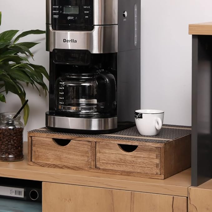 Coffee Pods Storage Drawer Holder for Capsules - Multi Functional Desk Organizer Drawers For K cups Coffee Maker Brew - Kitchen Mini Wooden Box Chest Sideboard Counter Organization CF1D2C Dark
