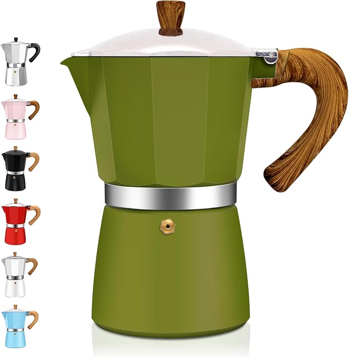 6 Cup Aluminum Espresso Stovetop Moka Pot Express Coffee Maker Percolator Italian Classic Mocha Coffee Machine for Italian and Cuban Cafe Brewing for Home & Camping 300ml 10oz