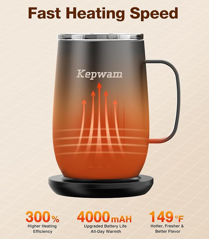 Heated Coffee Mug T2-Plus, 20oz Leading Large Capacity Self Heating Coffee Mug, Up to 8 Hrs Battery & Hot Up to 149℉, Smart Coffee Mug for Women, Men