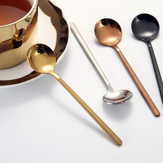 Espresso Spoons Set of 8 Matte Rose Gold Frosted Handle Stainless Steel Dessert Spoons for Espresso Tea Coffee Ice Cream Sugar Dessert Cake 5.3 Inch