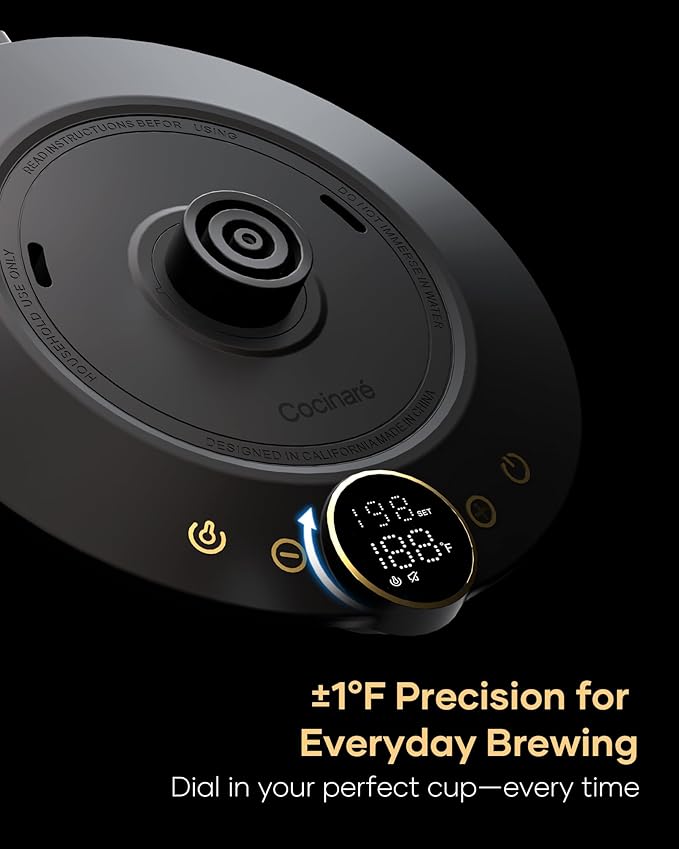 Cocinare FLOW B9 Gooseneck Electric Kettle, Precise Temperature Control for Pour-Over Coffee & Tea Brewing, Stainless Steel Interior, Rapid Heating for Boiling Water 1500W/0.9L (Delacroix Green)