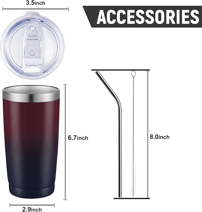 COMOOO 20oz Stainless Steel Tumbler Bulk with Lid and Straw Insulated Coffee Tumbler Cup Double Wall Vacuum Travel Mug for Cold Drinks and Hot Beverage (Mystery Moon,12 Pack)