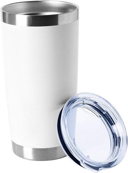 HASLE OUTFITTERS 20oz Tumblers Bulk Stainless Steel Cup with Lid Double Wall Vacuum Insulated Coffee Mug for Cold & Hot Drinks 1 Pack, White