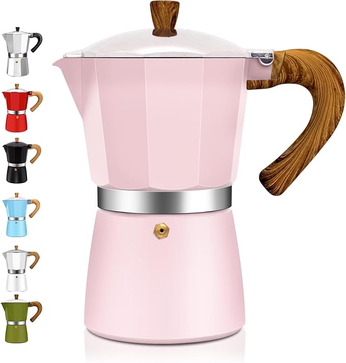 6 Cup Aluminum Espresso Stovetop Moka Pot Express Coffee Maker Percolator Italian Classic Mocha Coffee Machine for Italian and Cuban Cafe Brewing for Home & Camping 300ml 10oz