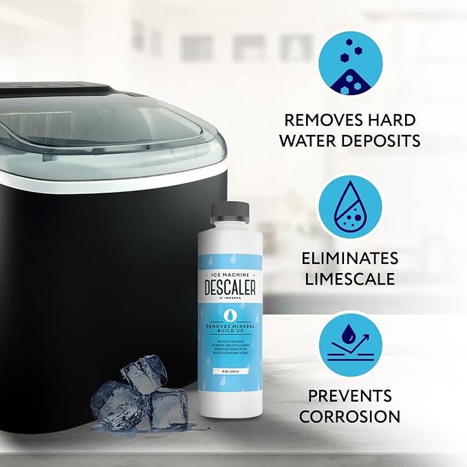 IMPRESA Ice Maker Cleaner & Descaler - 8 Fl Oz Scale Removal Liquid Descaler - Nickel-Safe Ice Machine Cleaner - Compatible with Scotsman, Manitowoc & More