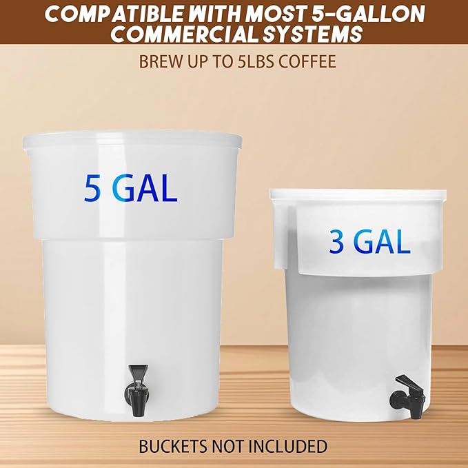 50 Pcs Commercial Cold Brew Coffee Filters for 5 Gallon Buckets & Commercial Cold Brew Coffee Makers, 20" x 20" Disposable Coffee Filters with Drawstring, Brew Up to 5 LBS Coffee, No Tear No Sediment