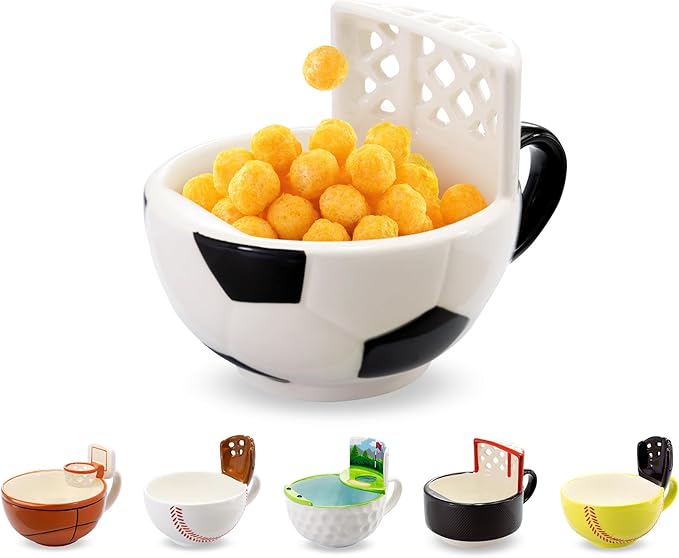 MAX'IS Creations The Soccer Mug with a Goal, Sports Soccer Gifts for Kids Boys 8-12 12-14 Girls Coach Gift Men Mom Funny Coffee Mug Ball Cereal Bowl, 14oz