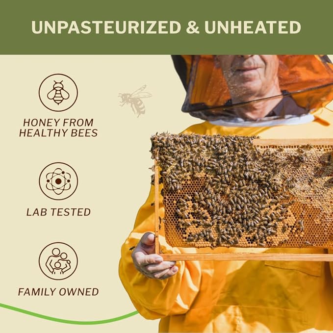 Oneroot 100% Canadian Wildflower Honey - 6.6 lbs, Unheated & Creamed - Nutrient-Rich, Natural Sweetener with Enzymes - Thick & Pure Raw Unfiltered Honey