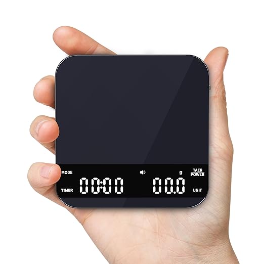 Ultrean Mini Coffee Scale with Timer, Rechargeable Espresso Scale, 2kg/0.1g Accurate Scale for Espresso and Pour-Over Coffee, Portable Digital Kitchen Scale with 3 Brewing Modes