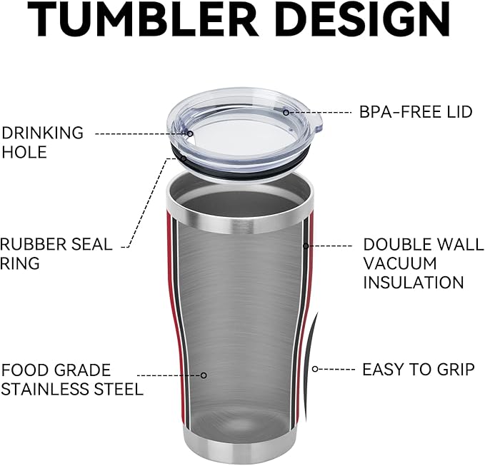 DOMICARE 20oz Tumbler with Lid Stainless Steel Tumblers Bulk, Double Wall Vacuum Insulated Coffee Travel Mug Powder Coated Tumbler, 4 Count (Pack of 1) Red