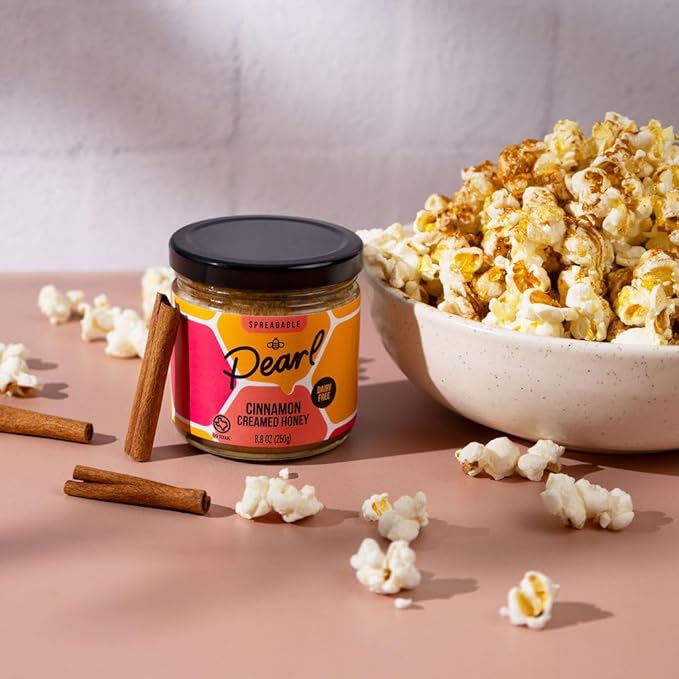 Pearl Honey Spreads - Organic Cinnamon Flavored Creamed Raw Honey - Chemical Free, Dairy Free, Soy Free & 100% Naturally Flavored | 8.8oz Jar