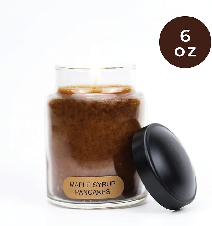 A Cheerful Giver - Maple Syrup Pancakes Baby Scented Glass Jar Candle (6oz) with Lid & True to Life Fragrance Made in USA