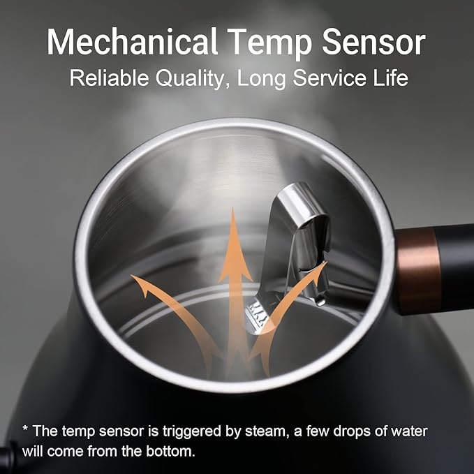 Mecity Electric Kettle Gooseneck Water Kettle Stainless Steel Tea Kettle Water Boiler Fast Heating, Auto Shut Off, 27 fl oz, 1000W, Matte Black