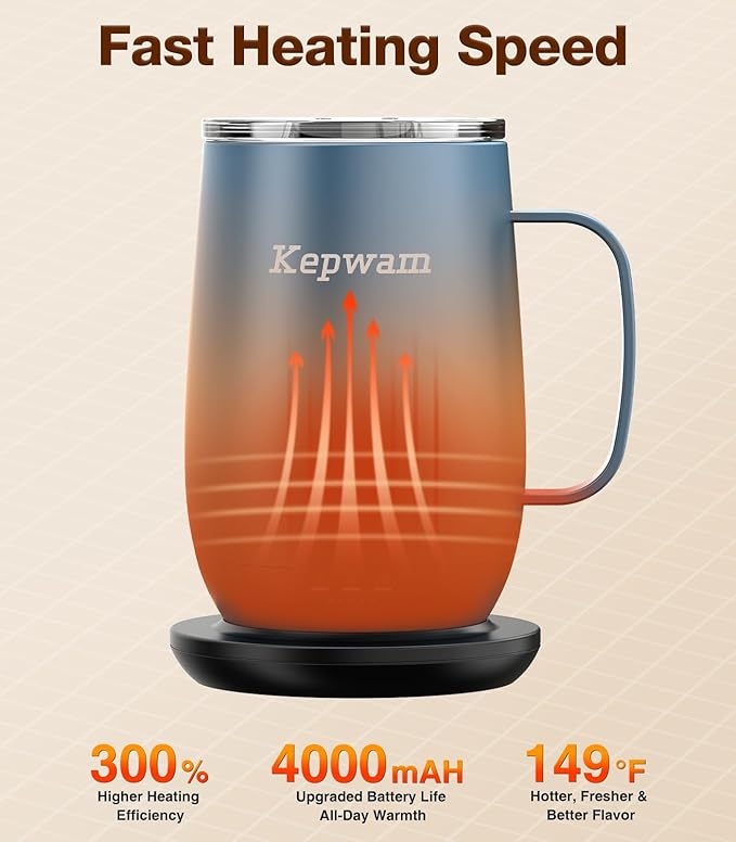 Heated Coffee Mug T2-Plus, 20oz Leading Large Capacity Self Heating Mug, Up to 8 Hrs Battery & Hot Up to 149℉, Smart Coffee Mug for Women, Men