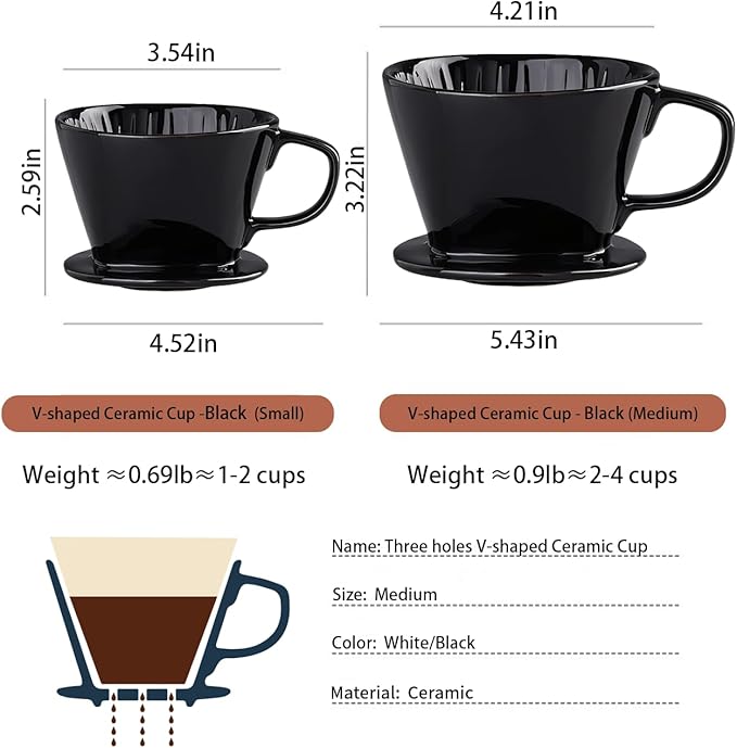 Pour Over Coffee Maker, Single Cup Coffee Dripper, Manual Porcelain Slow Brewing Accessories for Travel, Camping, Office, Home, Cafe, Coffee Gifts