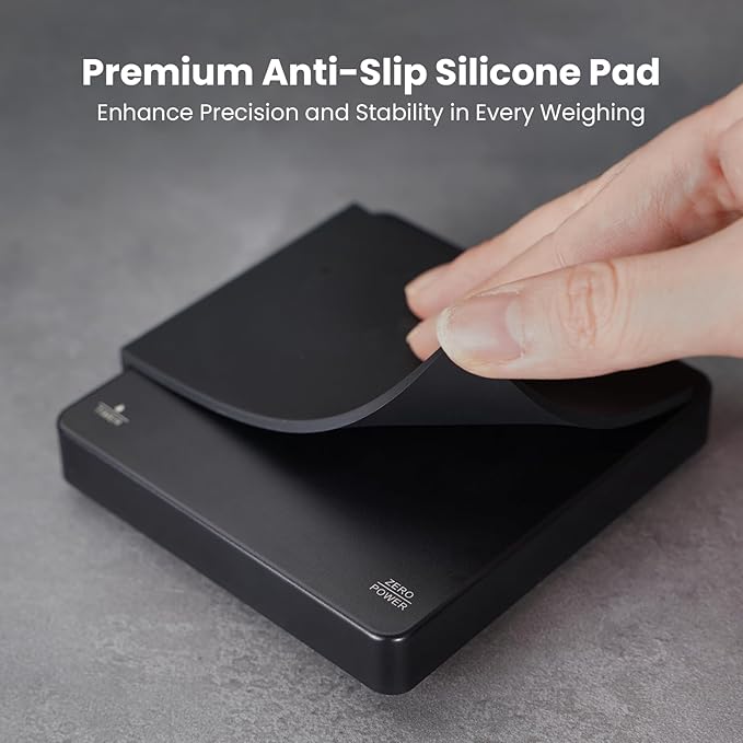 Mini Coffee Scale with Timer, Maestri House Rechargeable Espresso Scale, 2kg/0.1g Accurate Scale for Espresso and Pour-Over Coffee, Portable Digital Kitchen Scale with Automatic Timing-Black