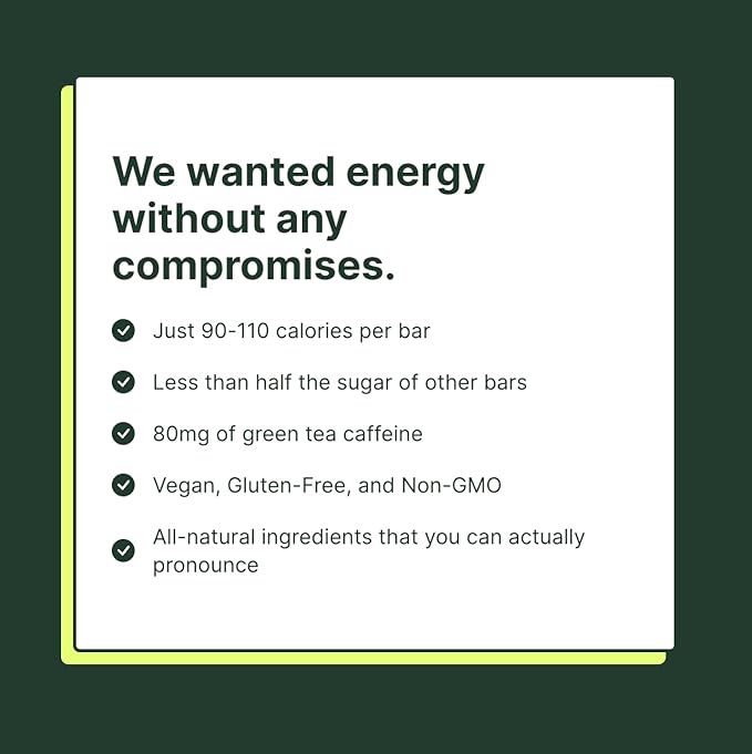 Verb Caffeinated Energy Bars Cookies & Cream (26g, Pack of 16) 110-Calorie Delicious Low Sugar Energy Bar - Vegan Gluten Free On-the Go Snack with 80mg Green Tea Caffeine, Only Real-Food Ingredients