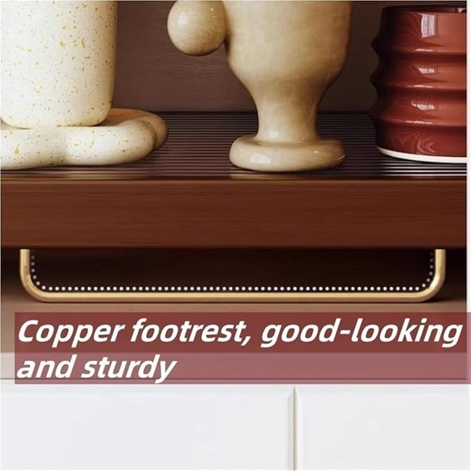 Wooden Trapezoid Mug Holder Stand Coffee Cup Display Shelf with Acrylic Panel and Copper Base Tea Mug Rack for Kitchen Room Decor