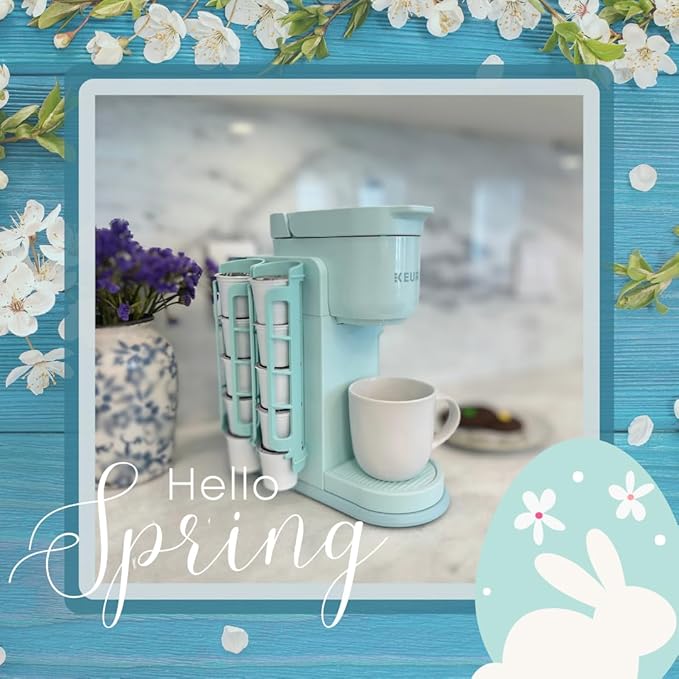 STORAGENIE K Cup Holder for Keurig, Coffee pod Storage, Side Mount | Wall Mount, Perfect for Small Counters (2 Rows/For 10 K Cups, OASIS BLUE)