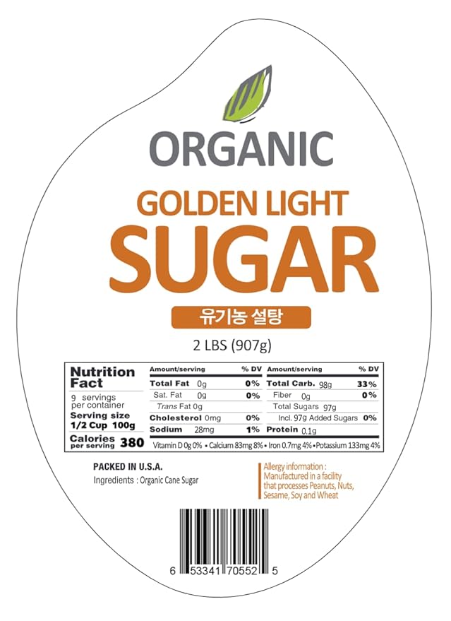 McCabe Organic Golden Light Sugar - Rich with Fiber & Minerals | USDA and CCOF Certified | Packed in USA | 2Lbs (Pack of 3)