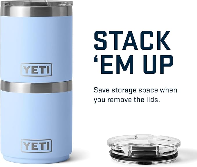 YETI Rambler 10 oz Stackable Lowball 2.0, Vacuum Insulated, Stainless Steel with MagSlider Lid, Big Sky Blue