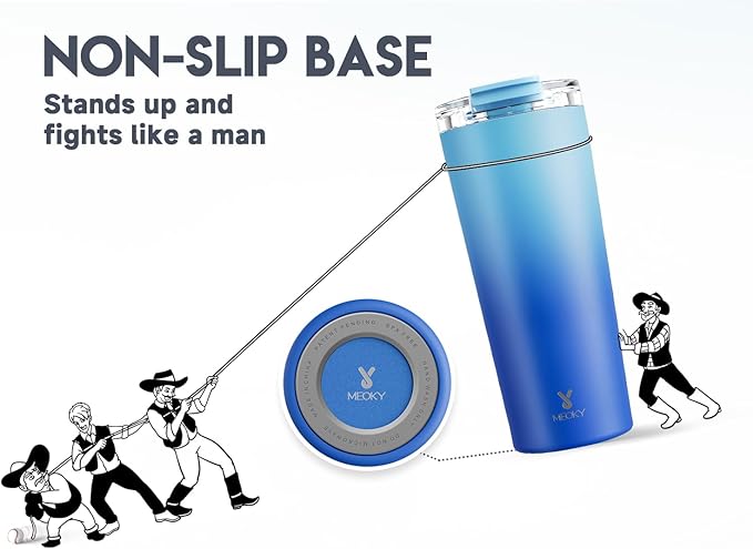 Meoky 24 oz Travel Coffee Mug with Leak-proof Lid, Stainless Steel Insulated Coffee Tumbler, Keeps Hot for 8 Hours or Cold for 24 Hours, Fits in Car Cup Holder (Sky)