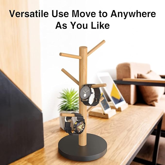 Wisuce Bamboo Mug Holder - Black Coffee Mug Tree Stand for Countertop - Organizer