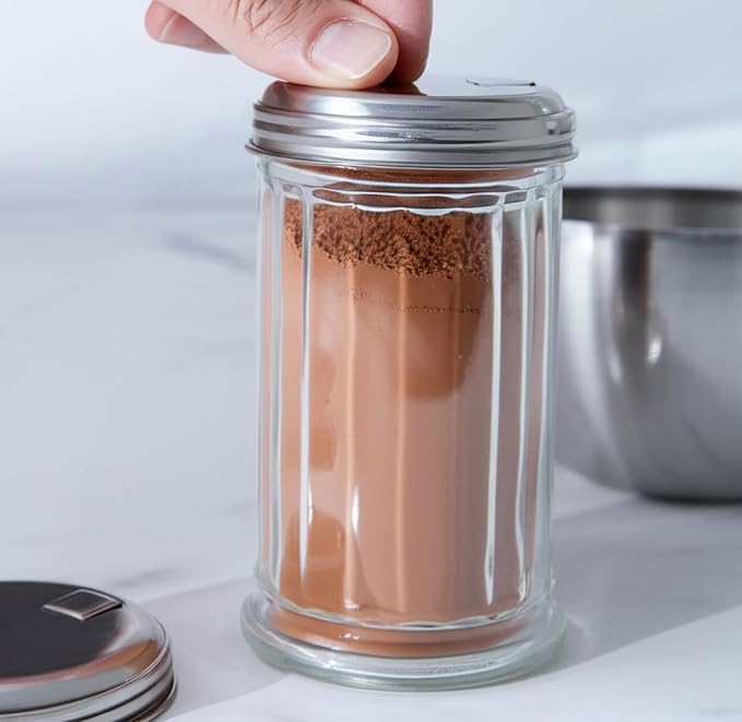 BNYD Glass Sugar Shaker Dispenser Pourer, 5.5 inch