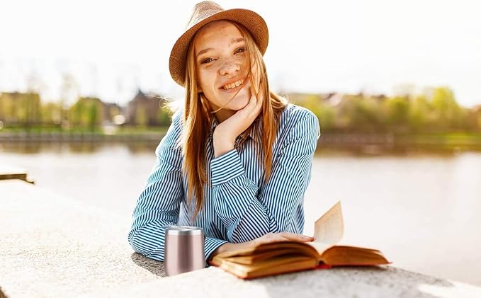 MEWAY 12oz Wine Tumbler 16 Pack Bulk Gifts for Women,Double Wall Vacuum Stainless Steel Travel Mug with Lid,Insulated Stemless Wine Cup Glass for Coffee,Cocktails,Drinks(Rose gold,Set of 16)