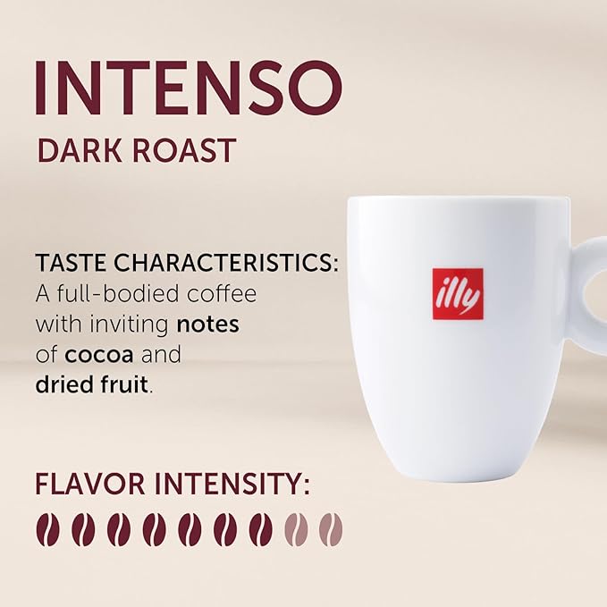 Illy Coffee, Intenso Dark Roast K-Cups, Made With 100% Arabica Beans, Intense & Robust Flavor, All-Natural, No Preservatives, Pods for Keurig Machines, 128 K-Cup Pods