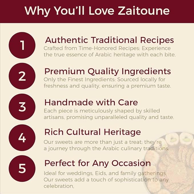 Zaitoune Maamoul Date Cookies - 18 oz – Authentic Middle Eastern Sweets | Arabic Cookies with Dates – Premium Dessert Gifts in Elegant Tin