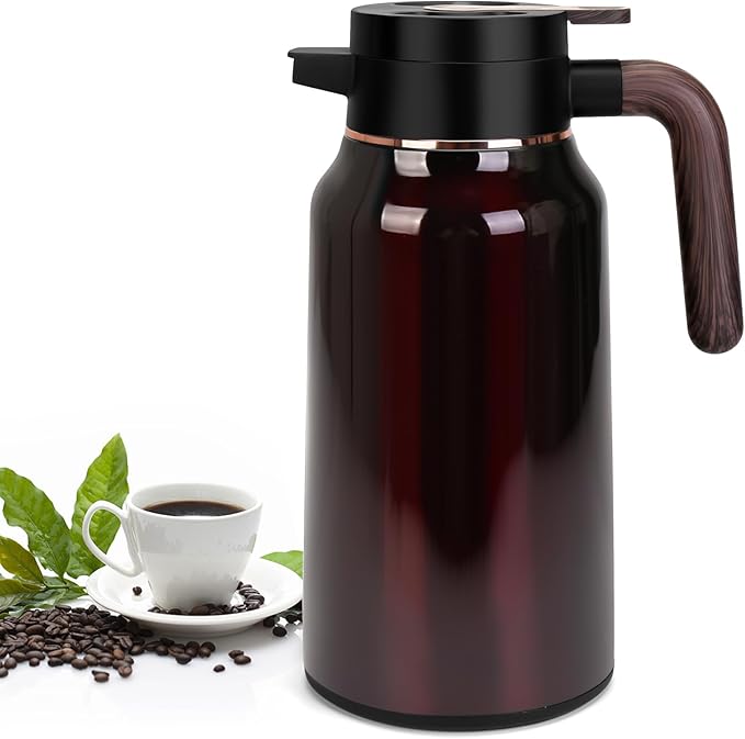 68oz Thermal Coffee Carafe, Stainless Steel Carafes for Hot Liquids 24 Hours, Insulated Coffee Carafes For Keeping Hot Coffee, Hot Water, Tea, Hot Beverage (Red)