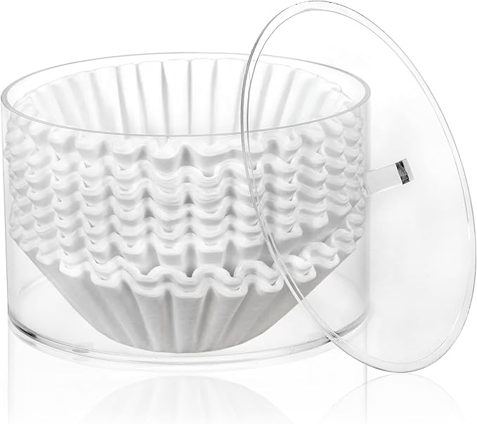Peohud Coffee Filter Holder, Acrylic Coffee Pod Holder with Lid, Reusable Coffee Filter Storage Container, Stylish Coffee Filter Dispenser for Coffee Bar, Kitchen Countertop
