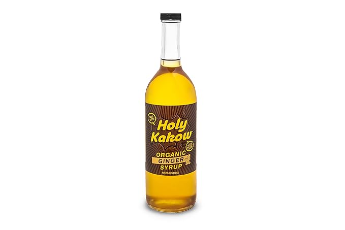 Holy Kakow Cafe Organic Ginger Syrup - Ginger Syrup, Coffee Syrup, Organic Syrup for Coffee, Ginger Syrup for Coffee, Add to Latte, Cocktail and Shake, Real Food Ingredients, Specific Flavor - 750ml