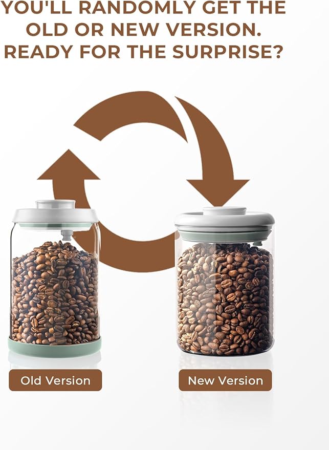 Coffee Bean Container Airtight Storage Containers Pop Up Canister High Borosilicate Glass Jar Air Tight Containers for Coffee 300g 900ml*2 Gray