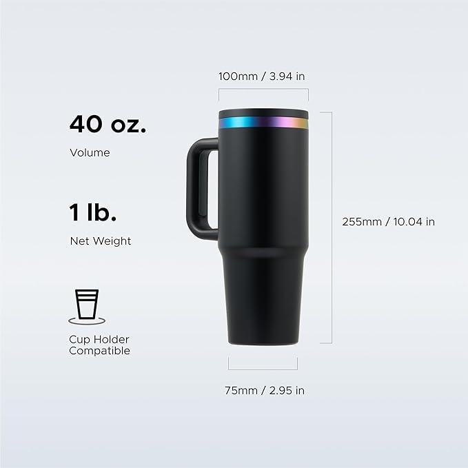 OMTech 40 oz. Tumblers with Handle & Lid, 12 Pack Tumbler Bulk with Double Wall Vacuum Insulation, Food-Grade Stainless Steel Insulated Coffee Mug, Sweatproof Travel Mug for Hot Cold Drinks, Black