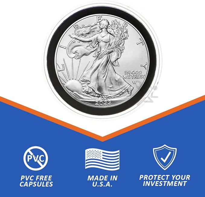 OnFireGuy 20 40mm Ring 1oz Silver Eagle, Kookaburra, Kangaroo Coin Holders & Capsule Storage Tube (Red Lid & Black Ring Holders)