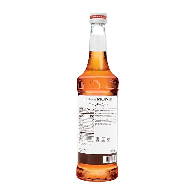 Monin - Pumpkin Spice Syrup, Hints of Nutmeg and Cinnamon, Natural Flavors, Great for Lattes, Mochas, Steamers, Teas, Ciders and Dessert Cocktails, Non-GMO, Gluten-Free (750 ml)