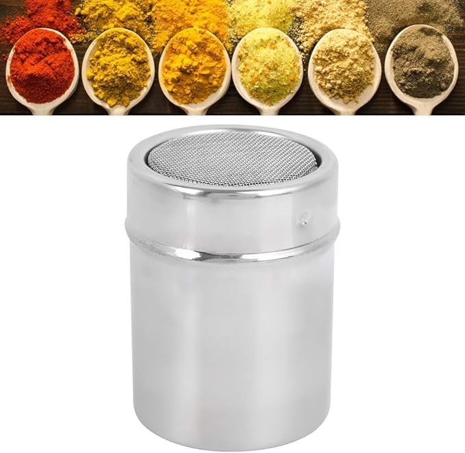 Stainless Steel Powder Shaker Sugar Powder, Fine Mesh Shaker Powder Cans for baking soda Cocoa Cornstarch