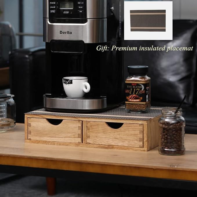 Storage Drawer Holder for Capsules Coffee Pod K-cup Organizer /2 Drawers for Counter Organization for Kitchen Utensil Storage Home Decor Office Supplies- Coffee Brewer Accessories Wood 1D2C-LT