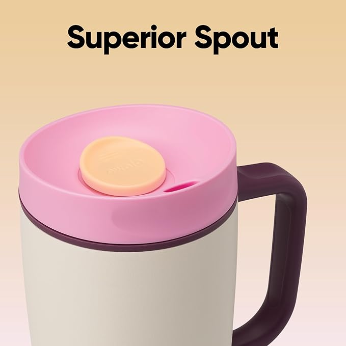 Owala SmoothSip Slider Stainless Steel Insulated Travel Mug with handle, 100% Leak Proof, For Hot and Cold Drinks, Travel Friendly with Sliding Lock Lid, 12oz, BPA Free, Leak Proof, High Dive