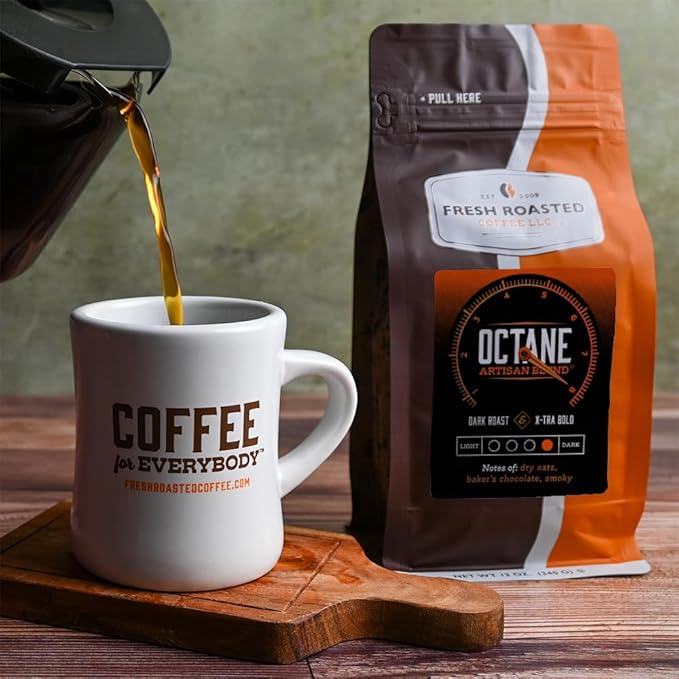 Fresh Roasted Coffee, Octane, 12 oz, Dark Roast, Kosher, Ground