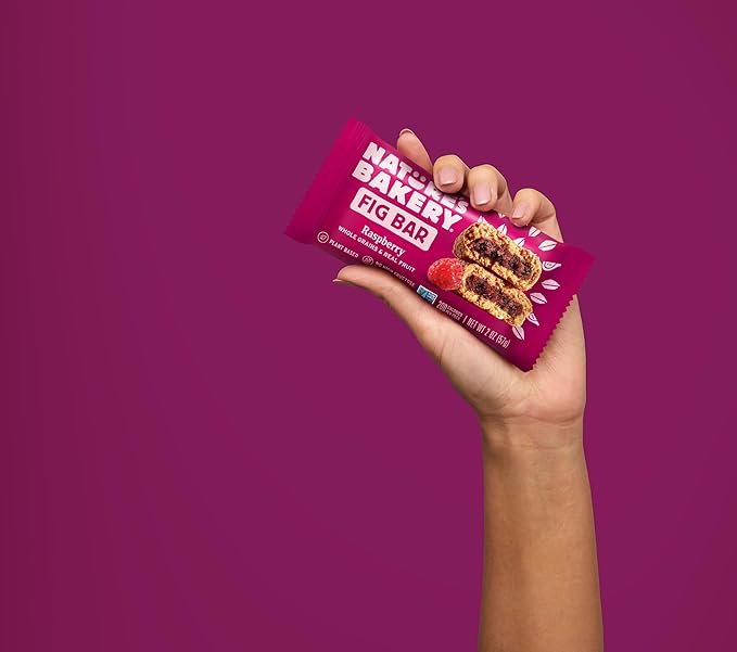 Nature’s Bakery Whole Wheat Fig Bars, Raspberry, Real Fruit, Vegan, Non-GMO, Snack bar, 6 Count (Pack of 6)