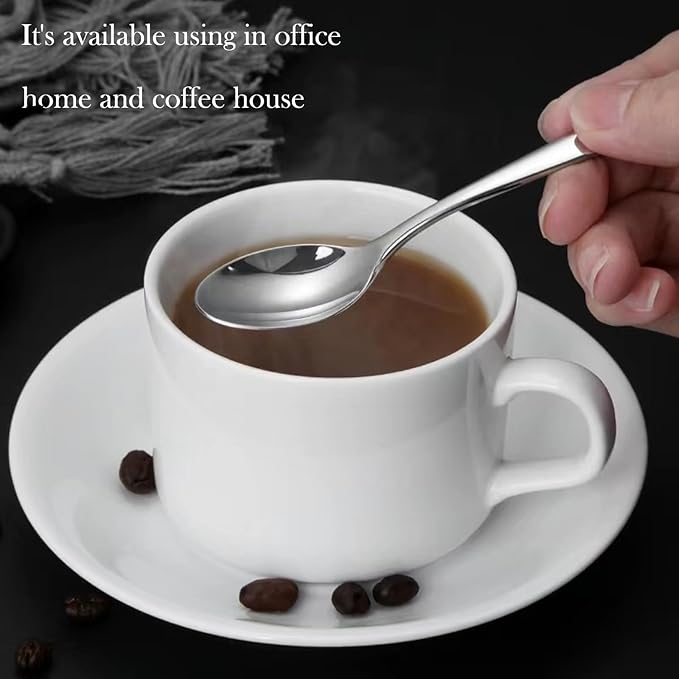 Demitasse Espresso Spoons, 304 Stainless Steel Mini Coffee Spoons for Dessert, Coffee, Tea, 4.7 Inch, 6 pcs Set