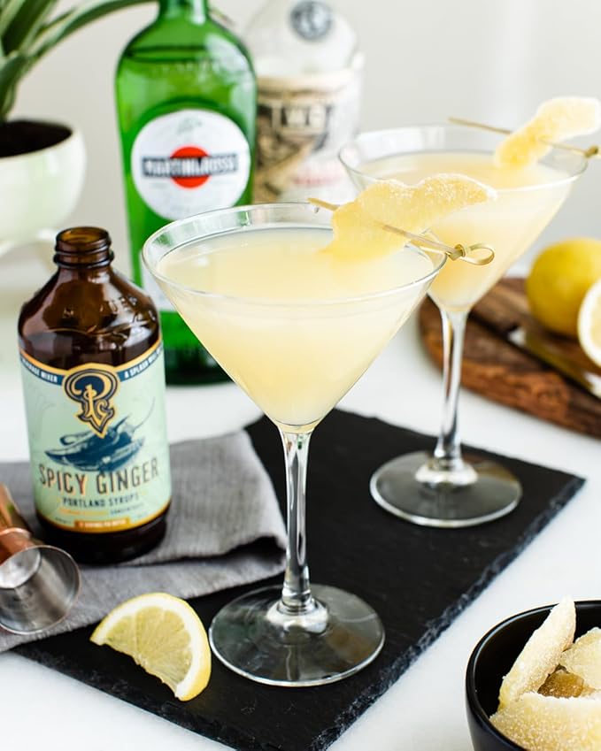 Portland Syrups Spicy Ginger Syrup - Extra Spicy Heat and Fresh Ginger Flavor - Premium Beverage Concentrate for Cocktails, Mocktails, Tea, and More - 12 oz with 24 Servings (Pack of 2)