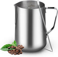 46oz Milk Frothing Pitcher with Latte Art Pen-Stainless Steel Steaming Jug for Espresso, Cappuccino & Coffee-Heat-Resistant, Dripless Spout, Measurement Scale, Dishwasher Safe (1400ml/46oz)