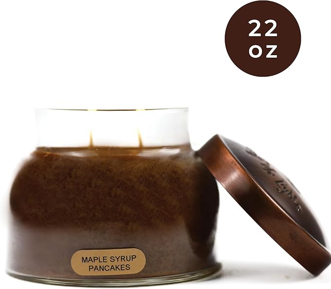 A Cheerful Giver - Maple Syrup Pancakes Mama Scented Glass Jar Candle (22oz) with Lid & True to Life Fragrance Made in USA