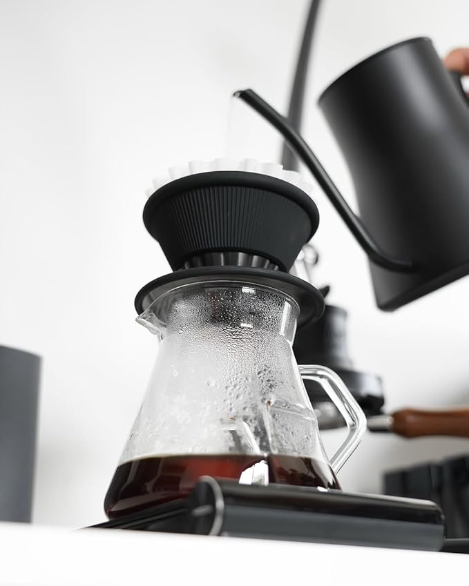 Normcore 2-in-1 Pour Over Coffee Dripper, Brews 1-2 Cups Coffee Brewer, Use V60 and Wave Filter Paper Brewer, Titanium Coated 304 Stainless Steel, Black