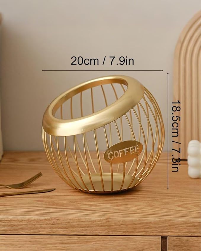 Coffee Pod Holder Large Capacity Coffee Pod Storage Metal Kitchen Countertop Organizer for Home Office Gold A